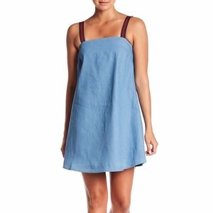Sugarlips Blue Andie Striped Strap Denim Dress, S